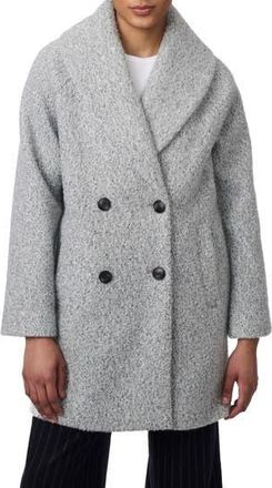 Bernardo Shawl Collar Double Breasted Faux Shearling Coat in Heather Grey at Nordstrom Rack, Size Xx-Large