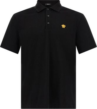 Versace Black Solid Shirt Collar Polo
