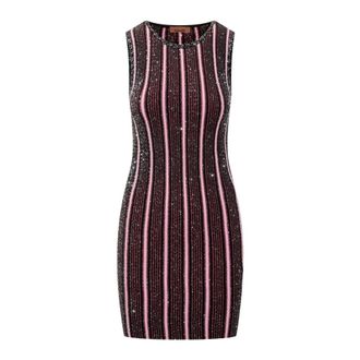 Missoni Short Dresses, female, Multicolor, Size: XS Ribbed Striped Mini Dress with Sequins
