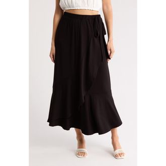Go Couture Wrap Midi Skirt in Black at Nordstrom Rack, Size Large