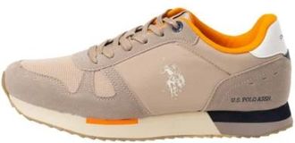 U.S.Polo Association Beige Sneakers met Oranje en Witte Accents - Heren - Sneakers - Beige - 44 EU - Schoenen