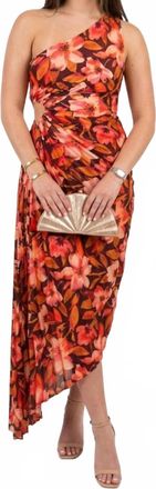 Dress Forum Valencia Floral Pleated Maxi Dress In Red Multi