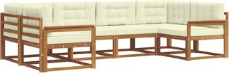 vidaXL Conjunto De Sof&aacute;s De Exterior 6 Uds. Natural Y Crema Vidaxl