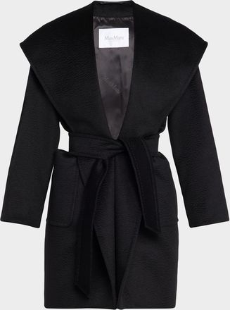 Max Mara Rialto Camel Hair Belted Short Hooded Coat