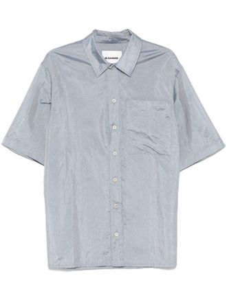 Jil Sander satin shirt - men - Silk/Polyamide - 50 - Blue
