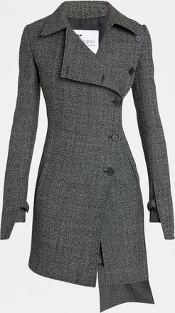 Courr&egrave;ges Asymmetric Buttoned Caviar Wool Peacoat