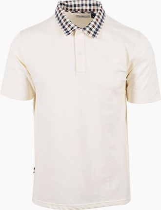 Aquascutum Mens AQUASCUTUM CLUB CHECK COLLAR POLO OLD WHITE - Size: 38