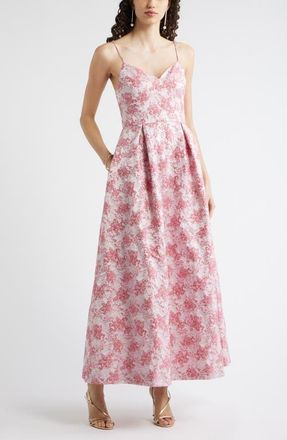 Chelsea28 Seamed Bodice Jacquard Gown in Pink Multi Brocade at Nordstrom, Size Xx-Small