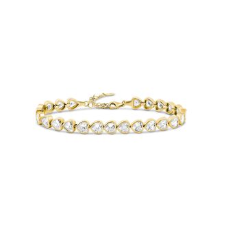 SHYMI Bezel-Set Emerald Shape Tennis Statement Bracelet -.925 Sterling Silver, 14K Gold-Plated, Rhodium Plated, Size 6 with 2 Extender, Day to Night