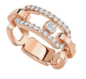 Messika Move Link Pink Gold Diamond Ring, Size 50