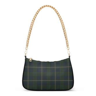 Alaza Green Navy Blue Flananel Buffalo Plaid Shoulder Bag Purse for Women Tote Handbag with Zipper Closure