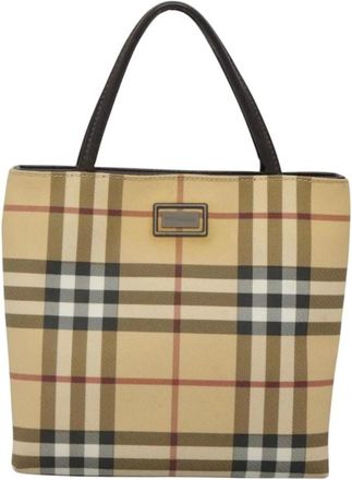 Burberry Pre-owned Tote Bags, female, Beige, Size: ONE SIZE Pre-owned Vintage Haymarket Check Tote Bag