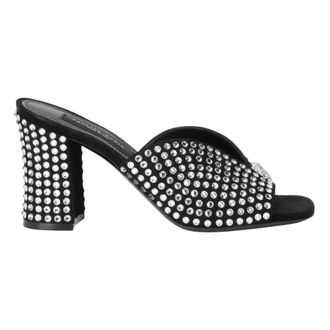 Philipp Plein Schoenen, Dames, Zwart, 37 EU, Leer, Suede Platform Sandalen Strass