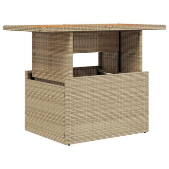 vidaXL Vidaxl - Mesa De Jard&iacute;n Rat&aacute;n Pe Y Madera De Acacia Beige 100x55x73 Cm