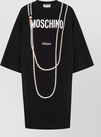 Moschino short sleeve knee length nylon silk dress