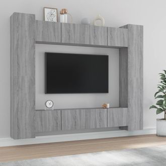 vidaXL Set De Muebles Para Tv 8 Pzas Madera Contrachapada Gris Sonoma Vidaxl