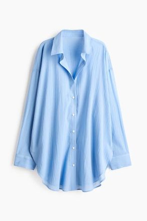 H&M Long Cotton Shirt in Blue at Nordstrom, Size Medium