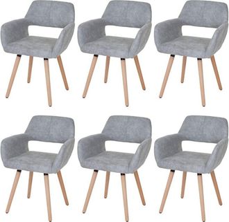 Hhg Hhg - Nunca Usado] Juego De 6 Sillas De Comedor 429 Ii, Silla De Cocina, Dise&ntilde;o Retro A&ntilde;os 50, Textil, Vintage Gris Hormig&oacute;n, Patas Ligeras