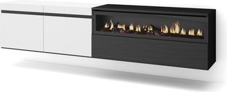 Skraut Home Skraut Home - Mueble Tv, Televisi&oacute;n, Muebles De Sal&oacute;n, Almacenaje, 200x45x35cm, Para Tv Hasta 80, Chimenea El&eacute;ctrica, Colgado, Suspendido, Estilo Mode