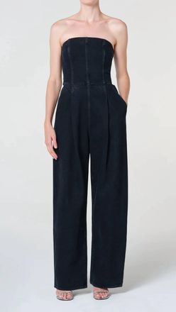 A Gold E Agyness Strapless Jumpsuit In Illusion