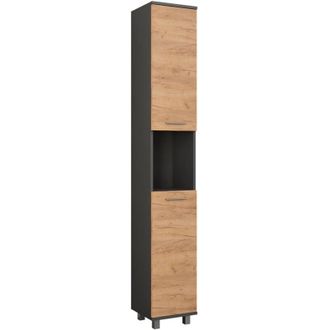Vicco Armario Alto Ilias, Antracita/roble Dorado, 30.2 X 190 Cm Con 2 Puertas