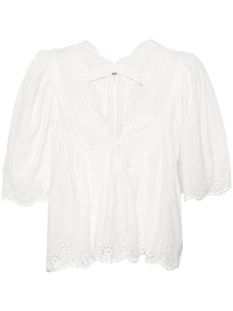 Free People costa eyelet top - White