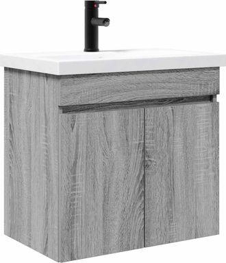 vidaXL M&oacute;dulo De Ba&ntilde;o Con Grifer&iacute;a Sonoma Gris 61 X 40 X 74,5 Cm Vidaxl