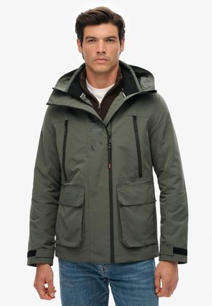 Superdry Outdoorjacke SUPERDRY HOOD ULTIMATE EMB WINDBREAKER, Herren, Gr. M, schwarz dull charcoal, Web, Obermaterial: 100% Polyester, unifarben mit Farbeinsat