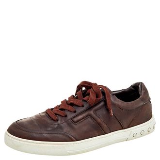 Tod's Tods Dark Brown Leather Low Top Sneakers