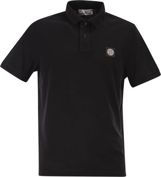 Stone Island regular fit poloshirt met korte mouwen en kompaspatch