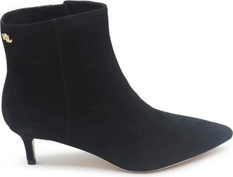 Ralph Lauren Pointige Suede Haklaars - Dames - Laarzen met Hak - Zwart - 36 EU - Leer - Schoenen