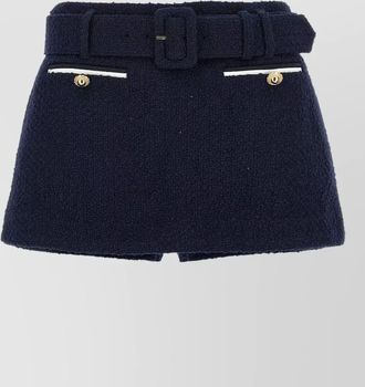 Self Portrait boucl&eacute; high-waisted mini skort