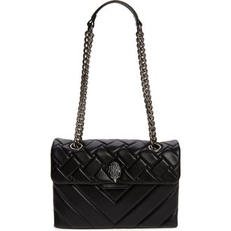 Kurt Geiger Kensington Quilted Leather Shoulder Bag in Black/Silver at Nordstrom Rack