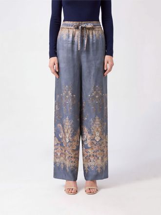 Zimmermann Pantaloni palazzo Valiant in seta a vita alta con stampa Paisley