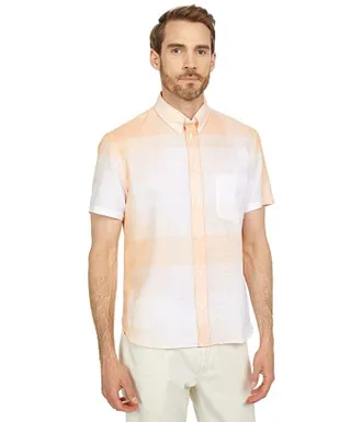 Billy Reid John Shirt Mens White Plaid Short Sleeve Button Down RED03