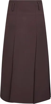 Blanca Vita Womens Dark Brown Jersey Paneled Midi Skirt Polyester