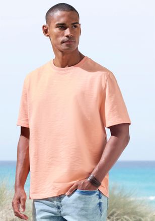 John Devin T-Shirt JOHN DEVIN, Herren, Gr. 4XL (68/70), apricot, Jersey, Obermaterial: 60% Baumwolle, 40% Polyester, regular fit, Rundhals, abgesteppte Kante, Sh