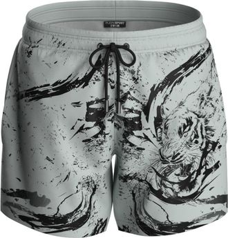 Plein Sport Water Tiger Logo Short voor in het Water in Lichtgrijs