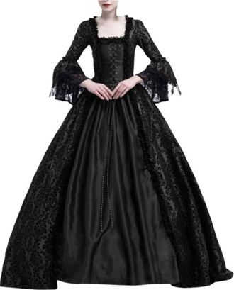 Generic Maxi Dresses for Women UK Women Medieval Dresses Renaissance Halloween Costumes Gothic Court Gowns Vintage Tea Party Prom Dress Elegant Retro Goth Pri