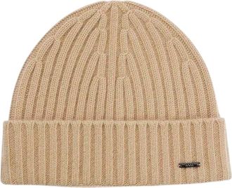 HUGO BOSS Geribde muts voor volwassenen (Beige)