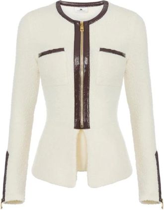Elisabetta Franchi Dames, Truien, Beige, Maat: 2XL Vinyl