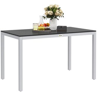 OUTSUNNY 120 x 70 cm Garden Table for 4-6 with Aluminium Frame - Slatted Top | TJ Hughes