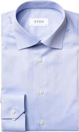 Eton Blauw Signature Twill Slim Fit Overhemd - Heren - Zakelijke Overhemden - Blauw - 4XL - Katoen - Overhemden
