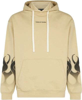 Vision Of Super Flames Hoodie Zand/Zwart - Heren - Hoodies - Beige - XL - Katoen - Hoodies & sweatvesten