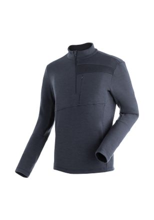 Maier Sports Funktionsshirt MAIER SPORTS Skutvik HZ M, Herren, Gr. 48, blau (graublau), 40% Wolle, 35% Polyamid, 25% Polypropylen, hoch geschlossener Ausschnitt, S
