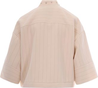 Liu Jo Womens Short Jacket Cream Stripe Viscose