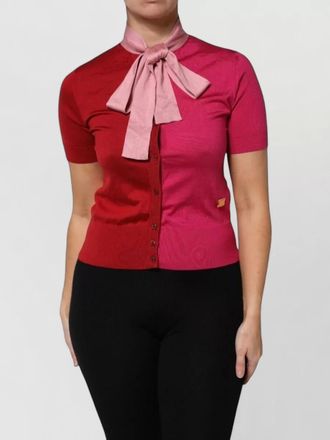 Dolce & Gabbana silk short-sleeve ascot top