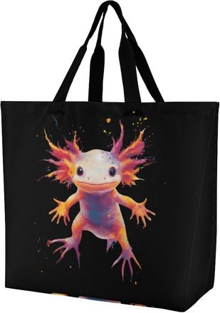 Generic Axolotl Cute Large Reusable Shopping Bag Lightweight Foldable Tote Bags Washable Shoulder Handbag