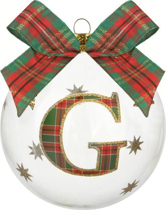 KASANOVA Pallina Natale con lettera G 10 cm tartan
