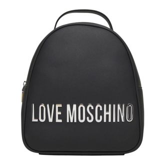 Love Moschino Tassen, Dames, Zwart, ONE Size, Leer, Logo Lettering Rugzak